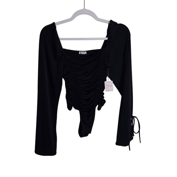Free People Intimately Free NWT Meant To Be Ruched Black Bodysuit Size XS - Picture 2 of 11